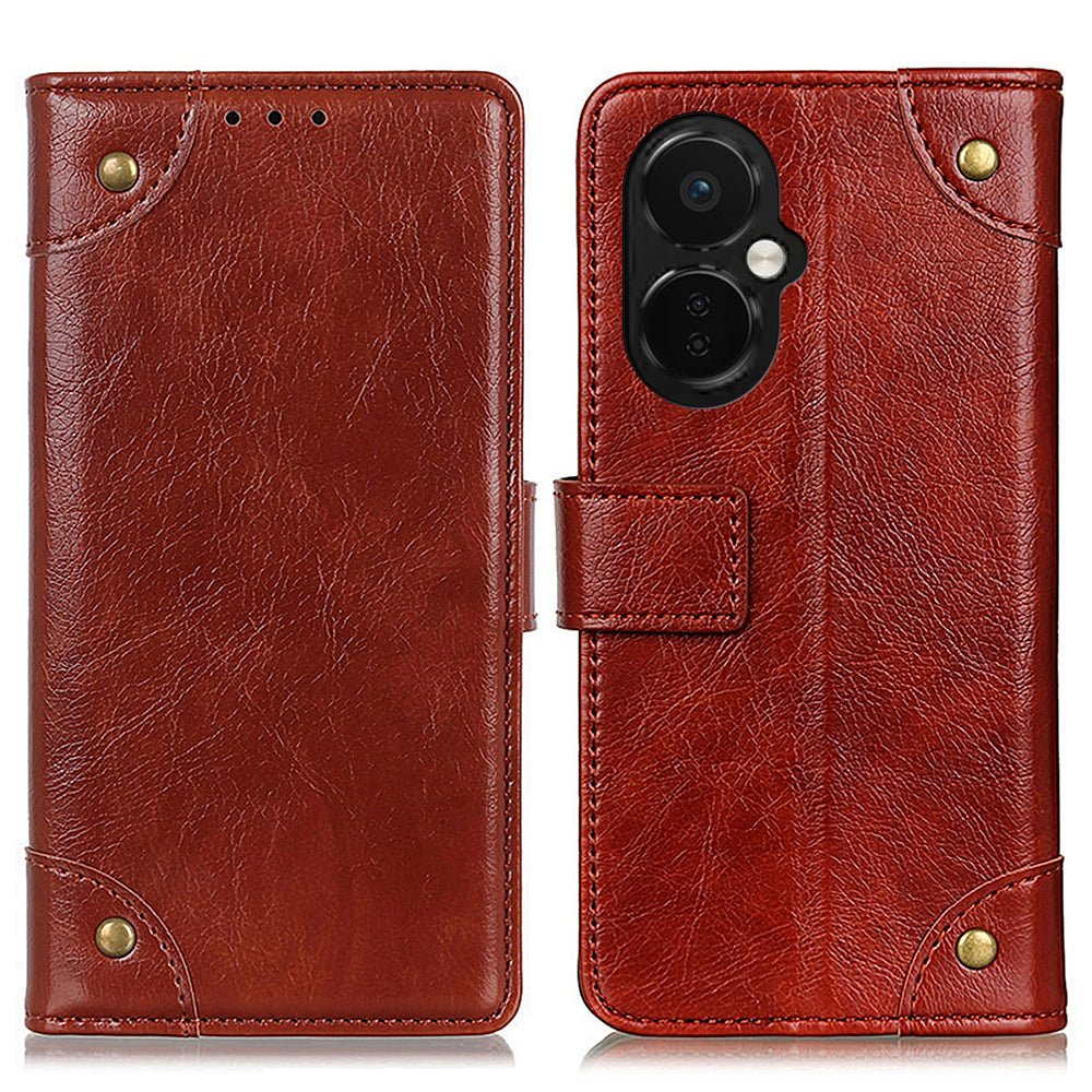 Shockproof Mobile Phone Case For OnePlus Nord CE 3 Lite 5G Nord N30 5G Brass Button Decor Nappa Texture Leather Phone Cover with Wallet Stand Shockproof Mobile Phone Case For OnePlus Nord CE 3 Lite 5G Nord N30 5G Brass Button Decor Nappa Texture Leather Phone Cover with Wallet Stand